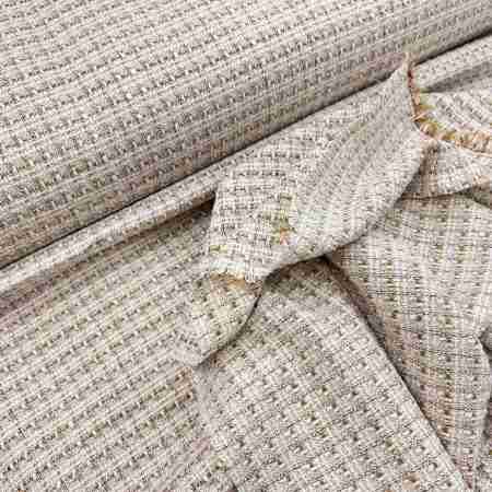 Bézs Chanel textil fényes szállal – német prémium szövet